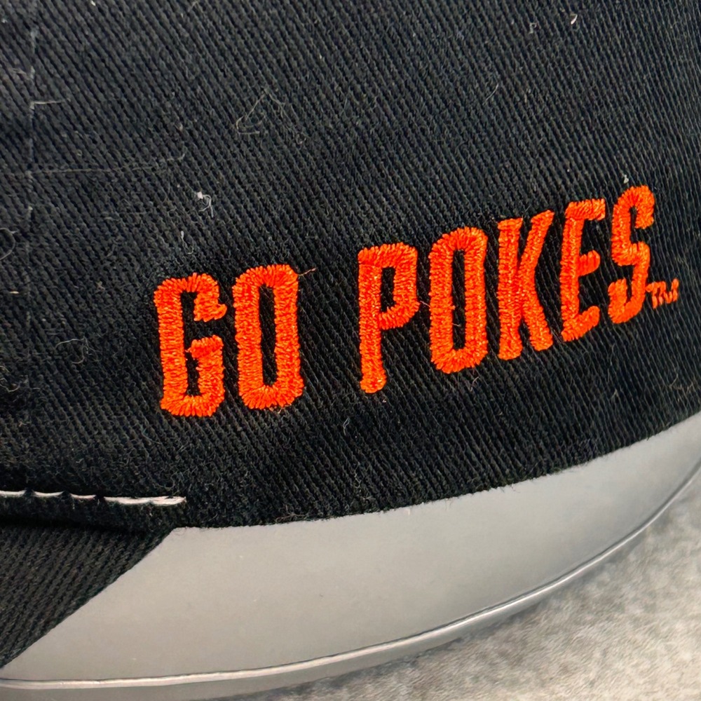 Oklahoma State Pistol Pete Mens Black White Hat Go Pokes Adjustable OSFM - Picture 3 of 12